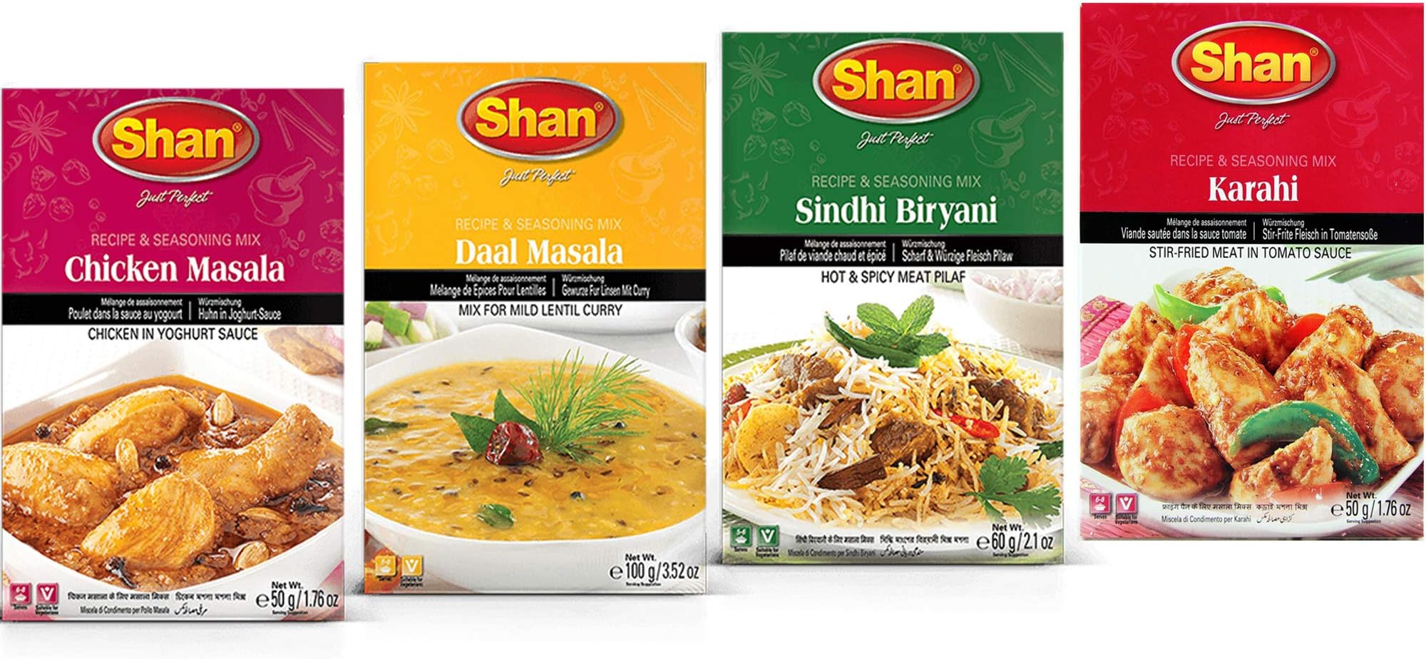 Spice Mix Combo #5 (Chicken Masala, Karahi, Daal Masala, Sindhi Biryani)