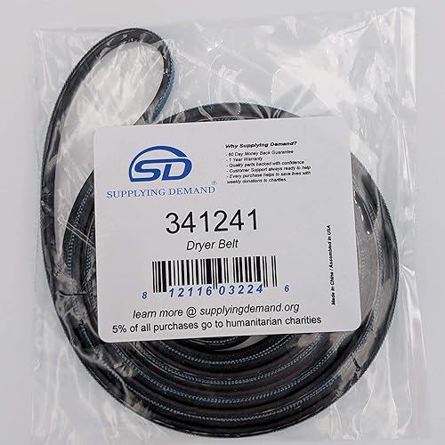 Miniatura 5 de Supplying Demand Reemplazo de la correa de transmisión del tambor de la secadora de ropa 341241 W10127457