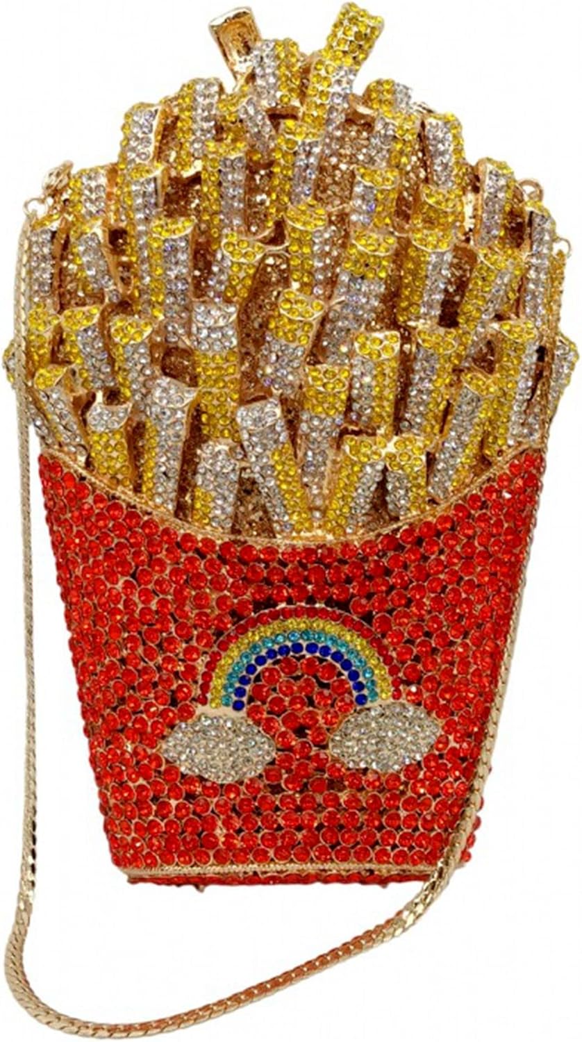 French Fries Chips Rhinestone Clutch Women Crystal Handbag Sparkly Evening Bag Purses for Wedding Party - Image 2