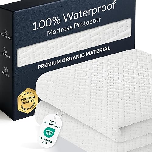 Protector de colchón Queen 100% impermeable, protección de 360 almohadillas contra derrames, manchas y accidentes para padres y dueños de mascotas,