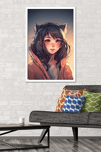 Miniatura 2 de Trends International Wumples - Póster de pared de anime Catgirl, 22.37 x 34.00 pulgadas, versión enmarcada en blanco
