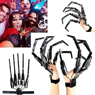 Halloween Articulated Fingers, Articulated Finger Extensions 3D Cosplay Articulated Fingers Scary Skeleton Hands, Halloween Party Decoration Accessory Fits Most Finger Sizes Flexible Realistic(A Pair)