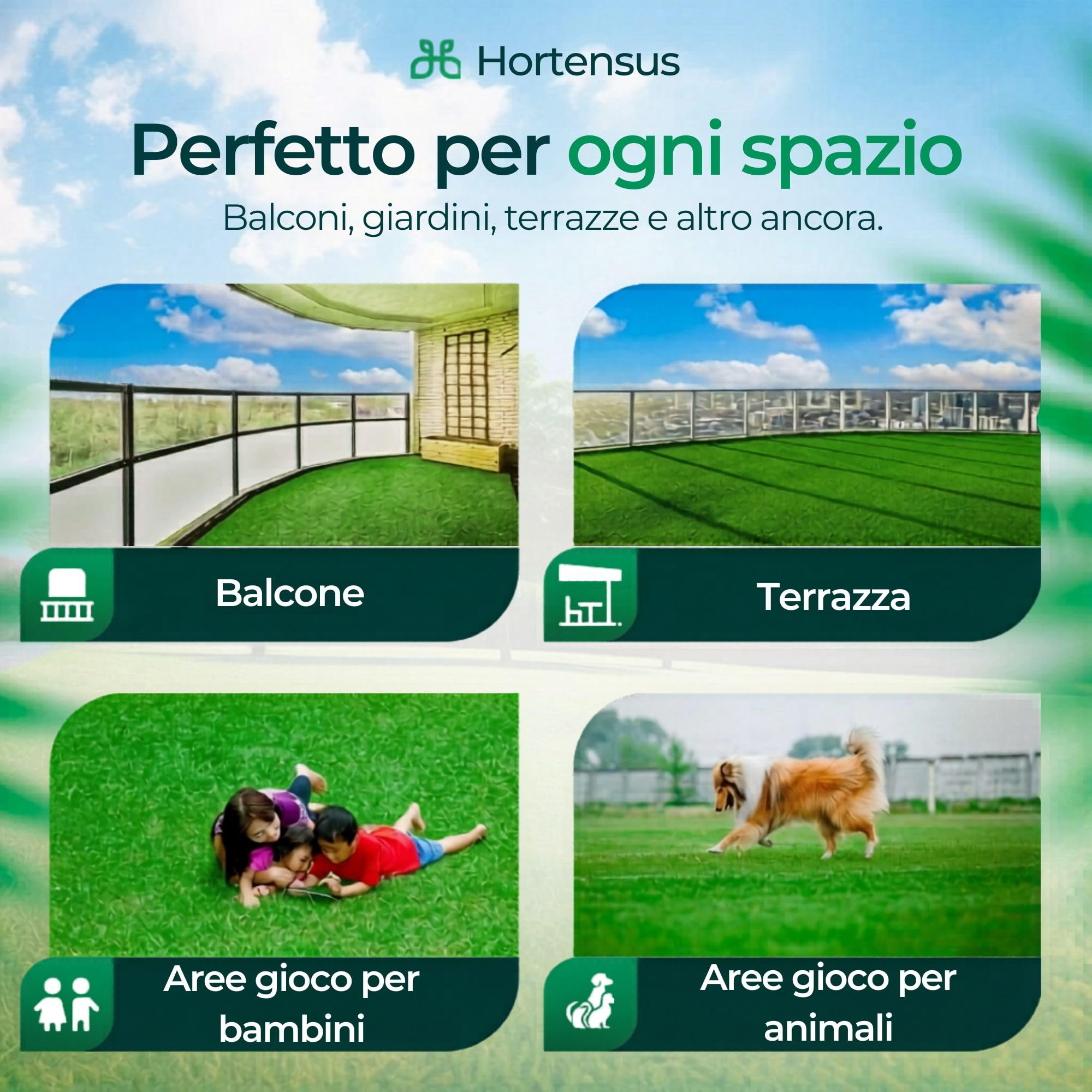 Tappeto Erba Sintetica 1 x 4m | Per Esterni, Resistente ai Raggi UV, Drenante, Antiscivolo, Ideale per Cani