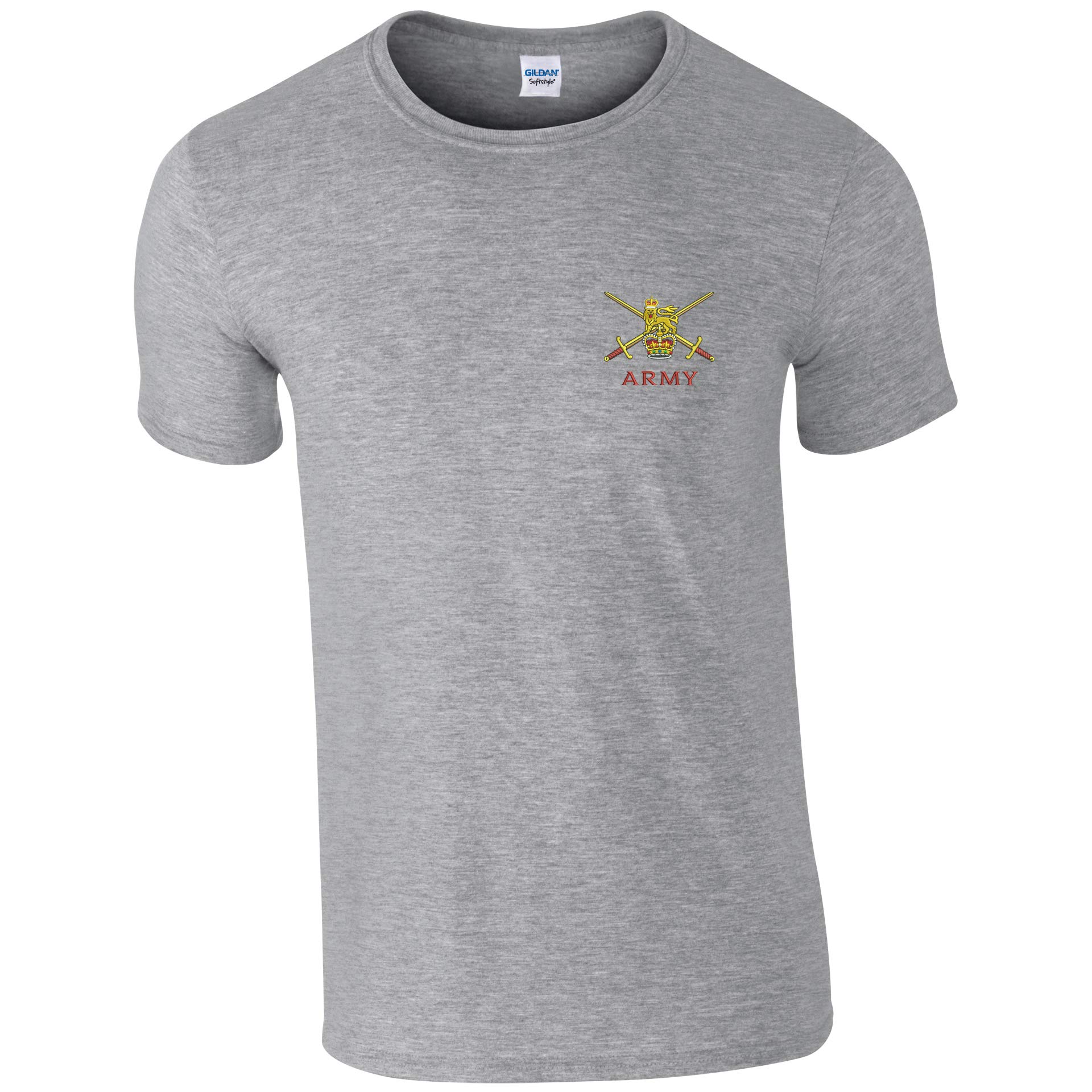 Productsave Men's Sports Grey Embroidered British Army Insignia T Shirt British Army Military Embroidery (Xl, )