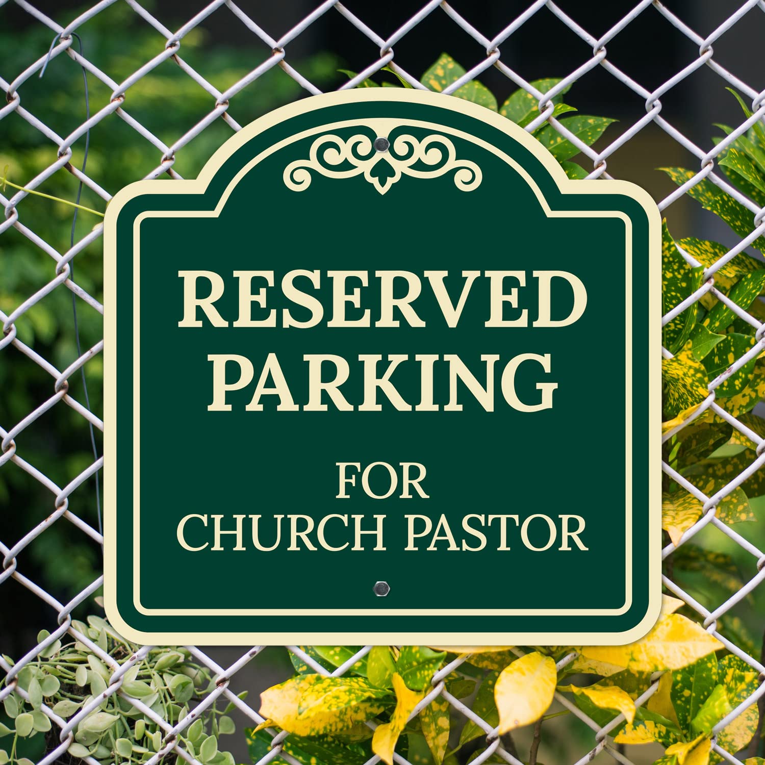Reserved Parking for Church Pastor Décor Sign, Green Dark, 18x18 Inches, ACM, Fade Resistant, Made in USA by Sigo Signs