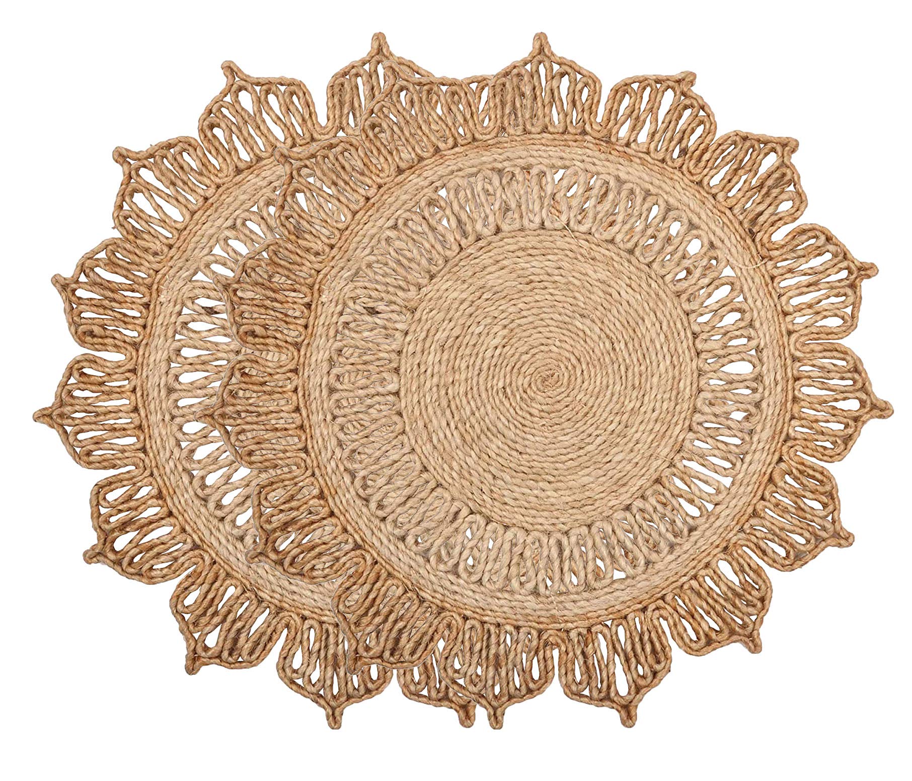 Braided Natural Jute Table Placemats, 36 cm / 14 Inch, Set of 2