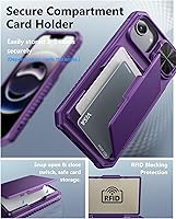 Vista 3 de ATATOO Funda para iPhone 16e, tarjetero integrado (almacena 3-5 tarjetas) y cubierta de cámara deslizante y bloqueo RFID, protección de grado