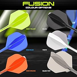 Winmau Darts Fusion Integrated Flight & Shaft System - No.2 Shape & Design - Orange Colour, Intermediate Length