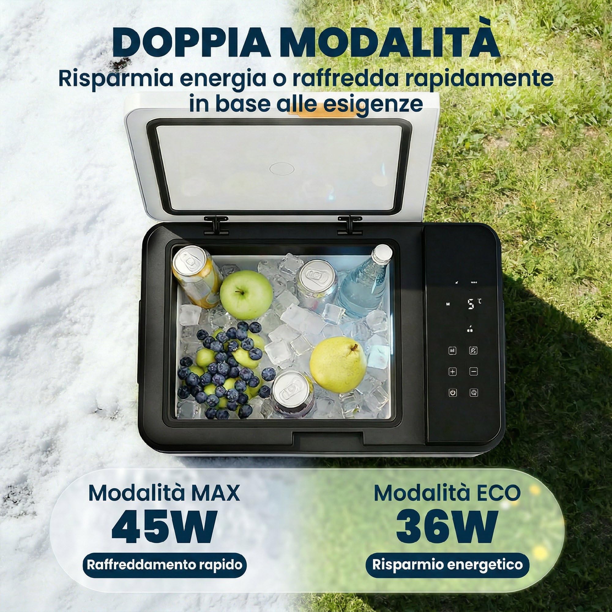 Outsunny Frigorifero Portatile per Auto 30L con Compressore, Frigo Portatile Elettrico Anti-Shock, APP Bluetooth, 12/24V DC e 100-240V AC, -20°C a 20°C, per Campeggio Camion Barca Camper, Nero