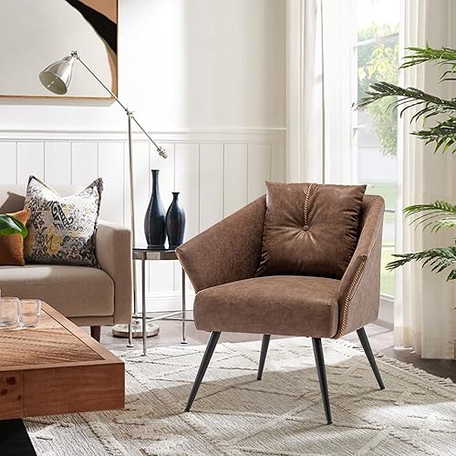 Alunaune Silla decorativa de mediados de siglo, tapizada moderna silla de club para sala de estar, silla grande de plumas sintéticas, sofá Alunaune Silla decorativa de mediados de siglo, tapizada moderna silla de club para sala de estar, silla grande de plumas sintéticas, sofá