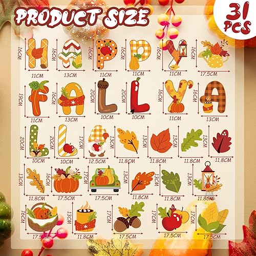 Miniatura 3 de 30 piezas de decoración de otoño para puerta de garaje, calcomanías magnéticas temáticas de otoño para imanes y calcomanías de automóvil, decoración