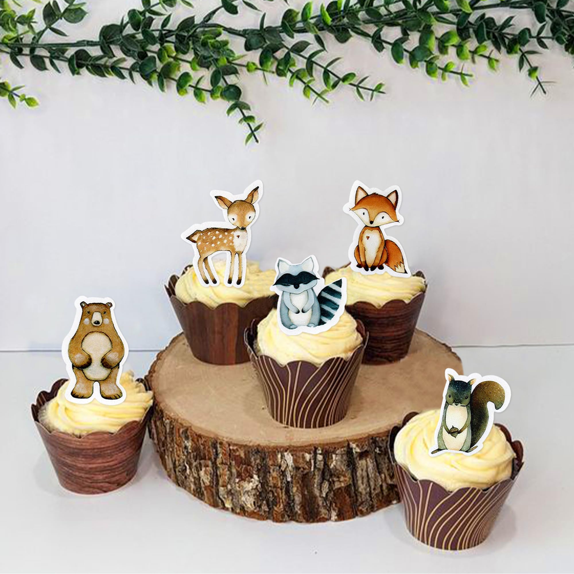 Rsstarxi 40 Pack Woodland Cupcake Toppers - Fox, Deer, Bear Safari Animals For Baby Shower & Birthday Parties - View #5