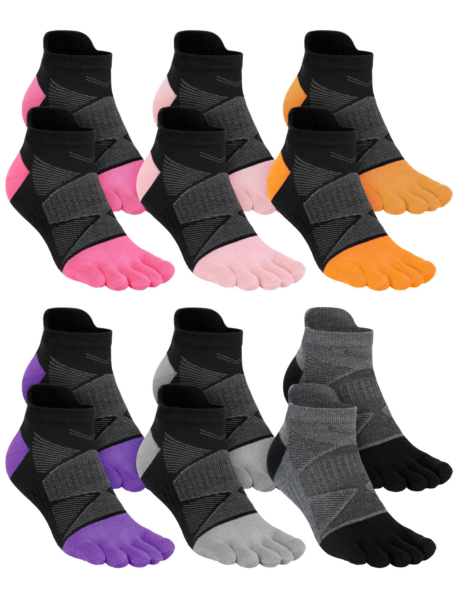 Fourluoo 6 Pairs Ankle Toe Socks