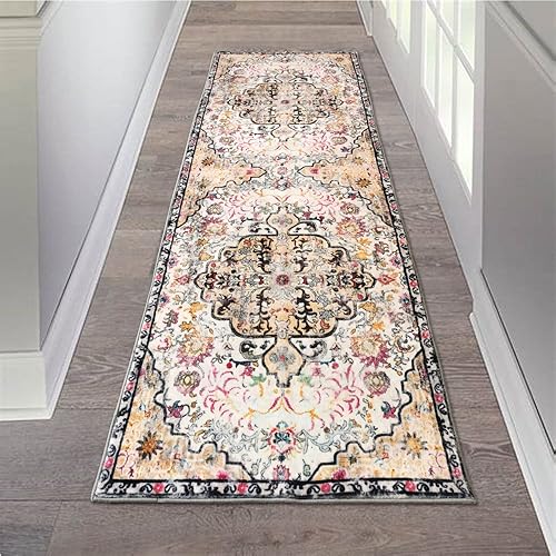 Alfombras de pasillo con parte trasera de goma, antideslizantes, 2 x 6 pulgadas, lavables, alfombras de pasillo de lana sintética para pasillo,