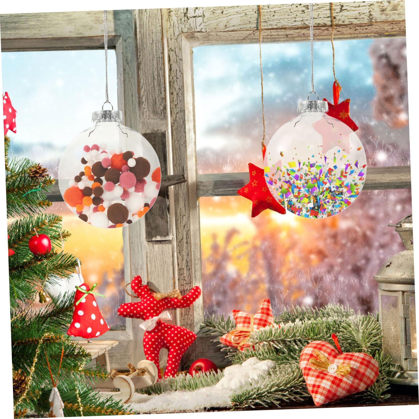 6piezas Transparentes Rellenables para Decoración Navideña Adornos Colgantes para Árbol De Navidad De Personalizables