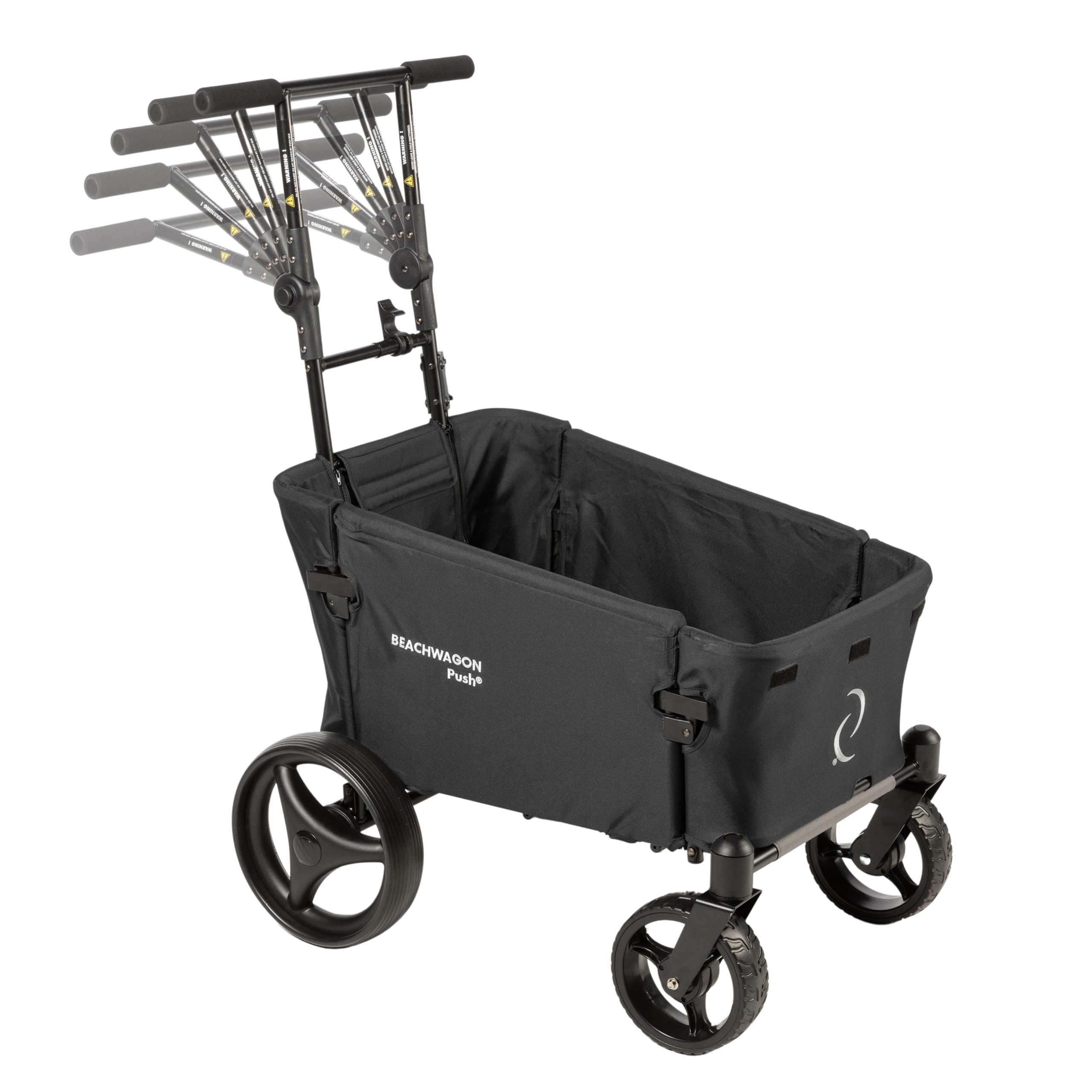 Beach Wagon Carrello con Ruote Pieghevole PUSH Combideal 40 kg, Carrello Spesa Medio con Barra di Spinta e Tetto, Leggero e Compatto, Lavabile, Carrello da Spiaggia e Giardino, Grigio Scuro