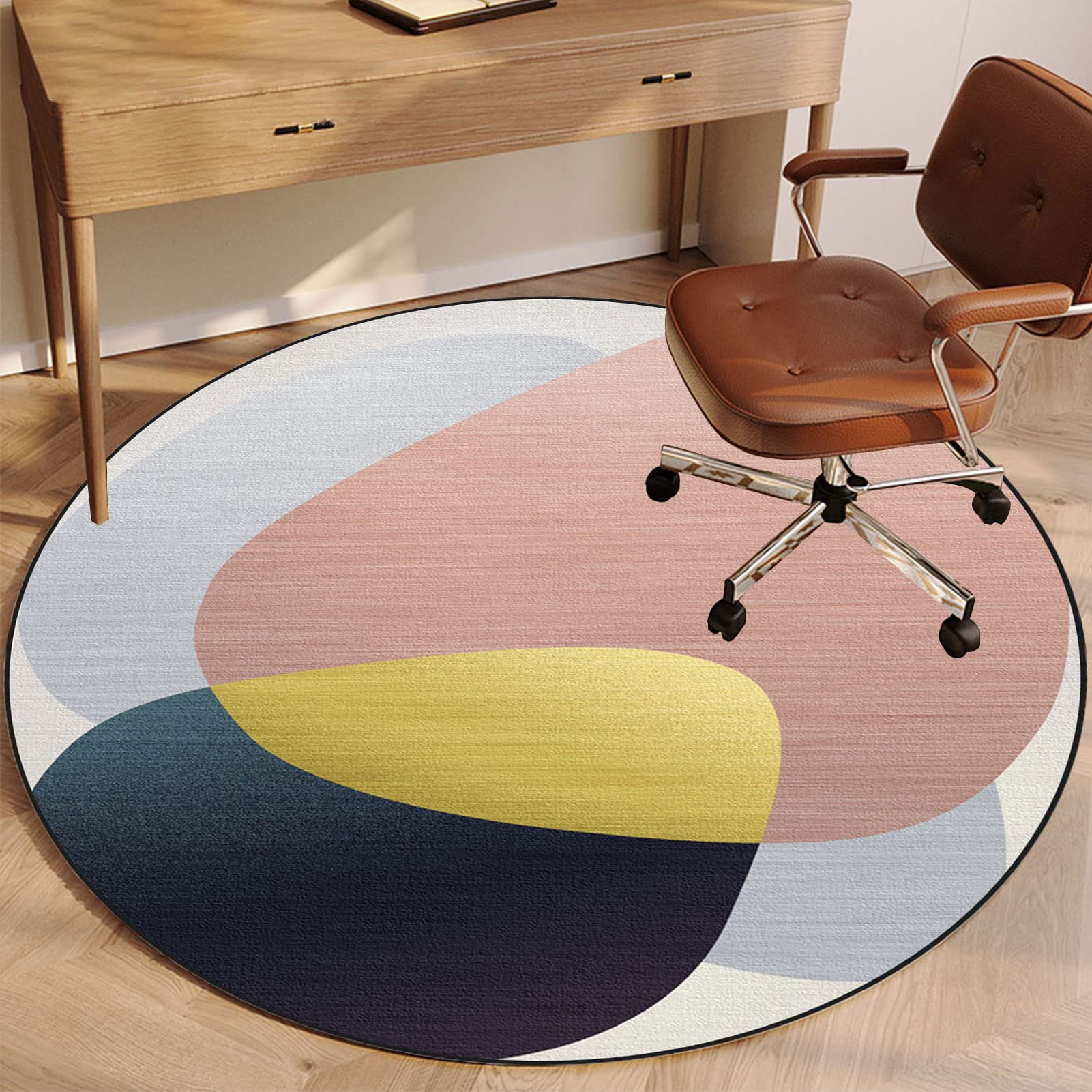 EYZO Office Gaming Computer Chair Mat For Carpeted Floor, Desk Chair Mats Hardwood Floors, Multi-Purpose Protector Chair Carpet For Home Office, Round Floor Mat, Protects Floors, 140 cm Diameter Rug