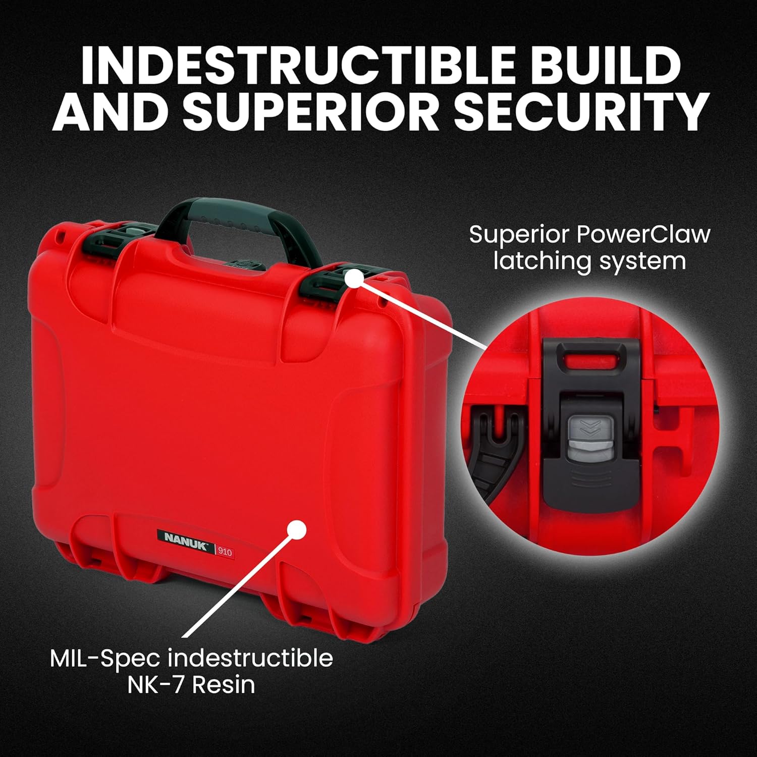 NANUK 910 Waterproof Hard Case – 14.3” x 11.1” x 4.7”, Protective Case for Camera, Electronics & Gear – Impact-Resistant, Dustproof, Airline Carry-On Approved – Made in Canada, Red - Image 2