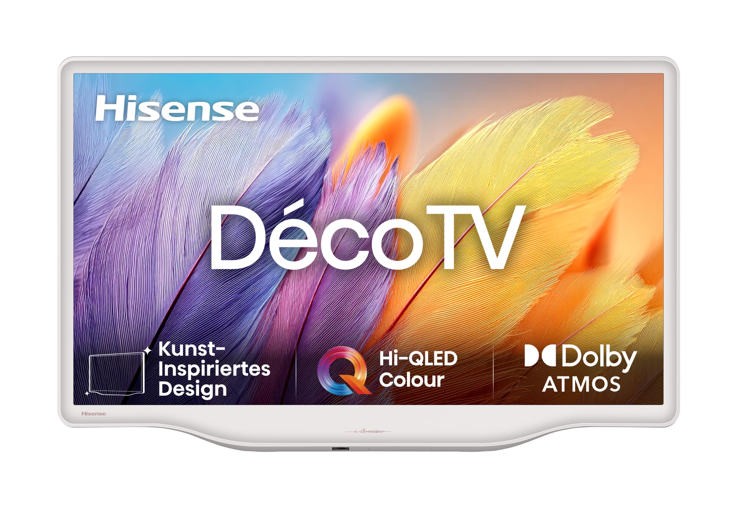 Hisense 43S5DQ Deco TV, 108cm (42 Zoll), UHD QLED, HDR10, Dolby Atmos, QLED Colour, 60Hz, DVB-T2+C+S2 Tuner, WiFi, HDMI, Gallerie Mode, Kunst-Inspiriertes Design, Rauschreduzierung, DTS Virtual: X