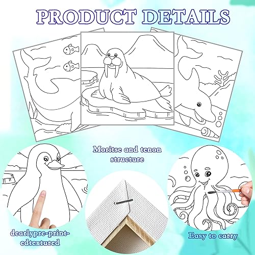 Miniatura 4 de 6 lienzos predibujados para pintar, lienzo impreso de 6 x 6 pulgadas para pintar lienzo para pintar el primer y último día de escuela, recuerdo de