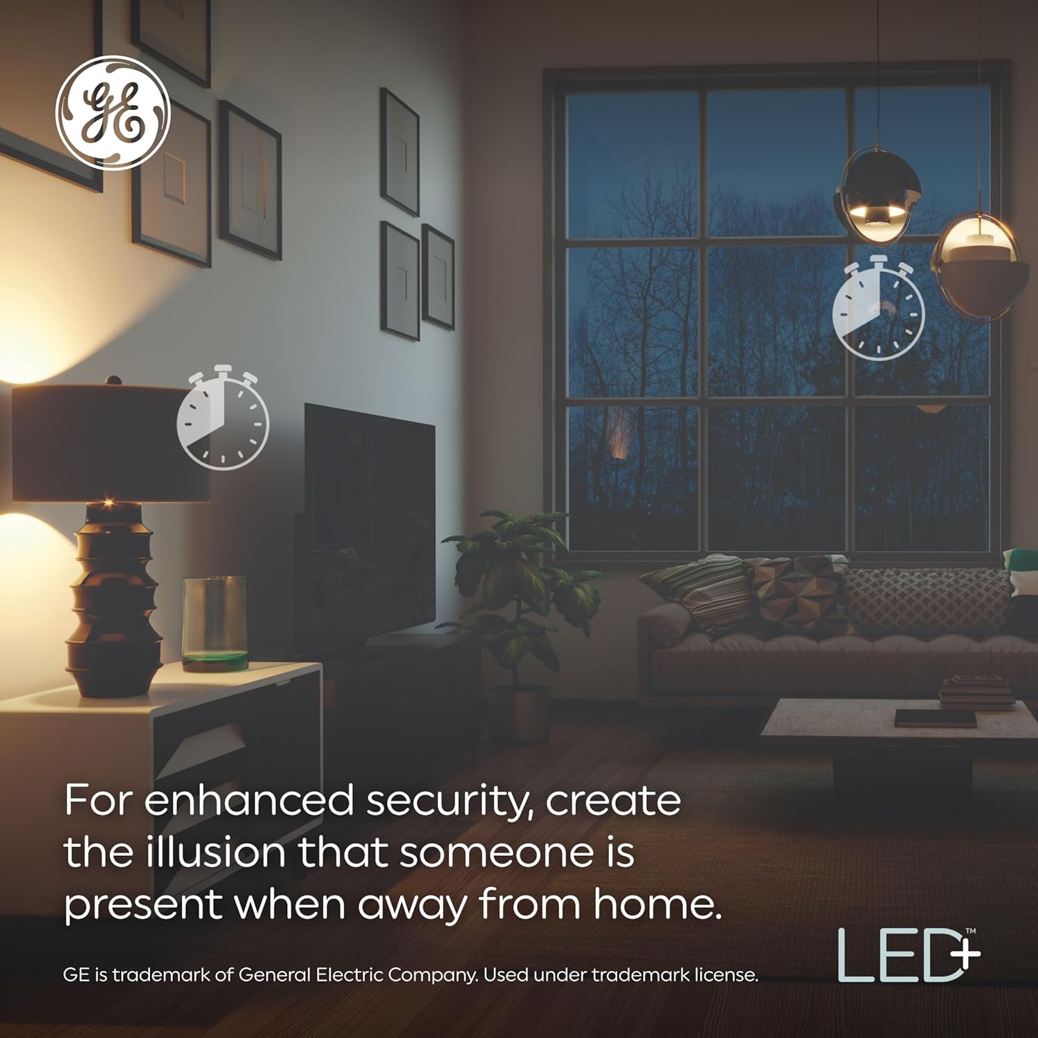 GE LED+ Timer A19 LED Light Bulbs, Built-in Automatic Indoor Timer Light, 8W, Soft White (1 Pack)