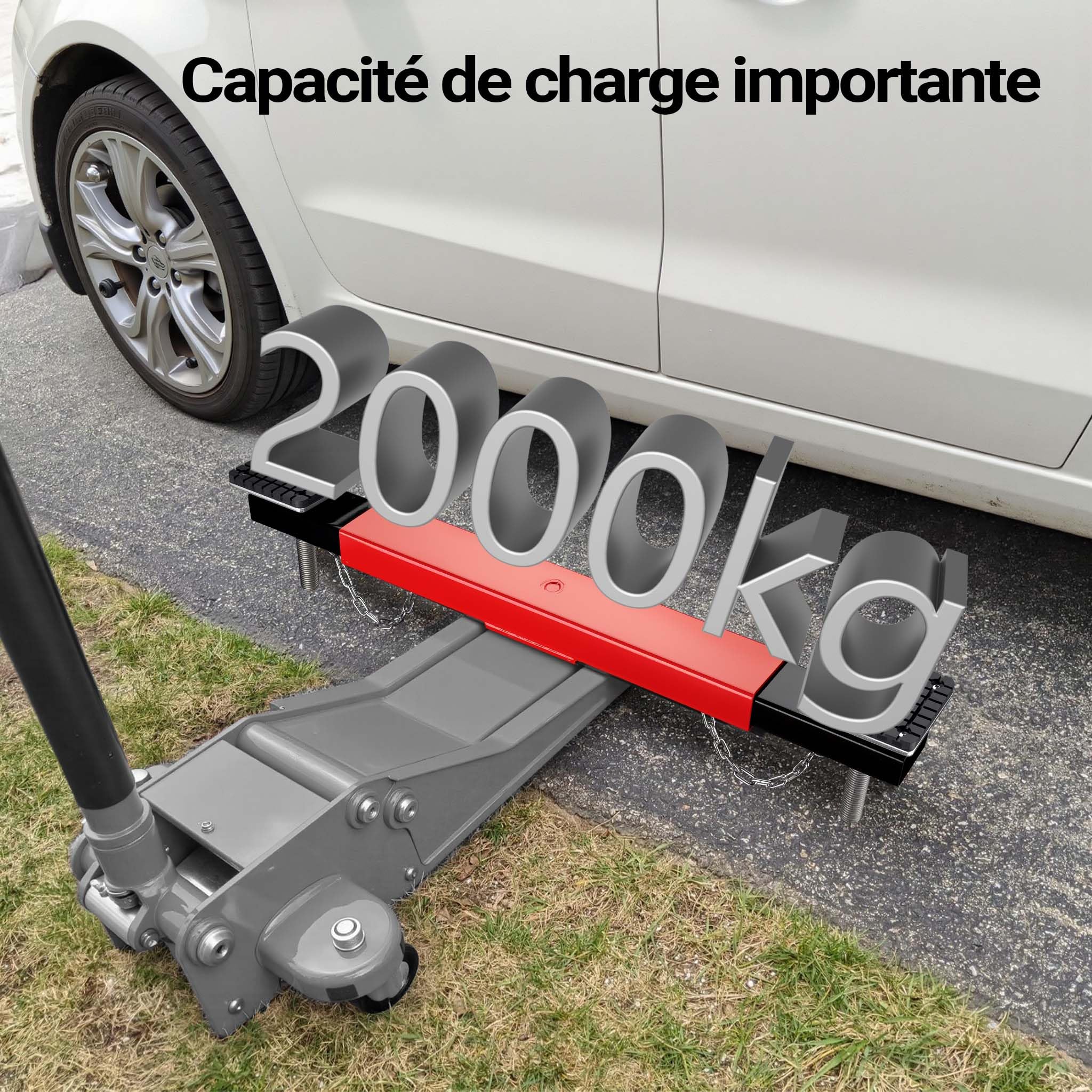 XPOtool Wiltec Traverse de Levage pour cric, capacité de Charge 2000 kg, Réglable, avec Patins en Caoutchouc, Véhicules Atelier Garage
