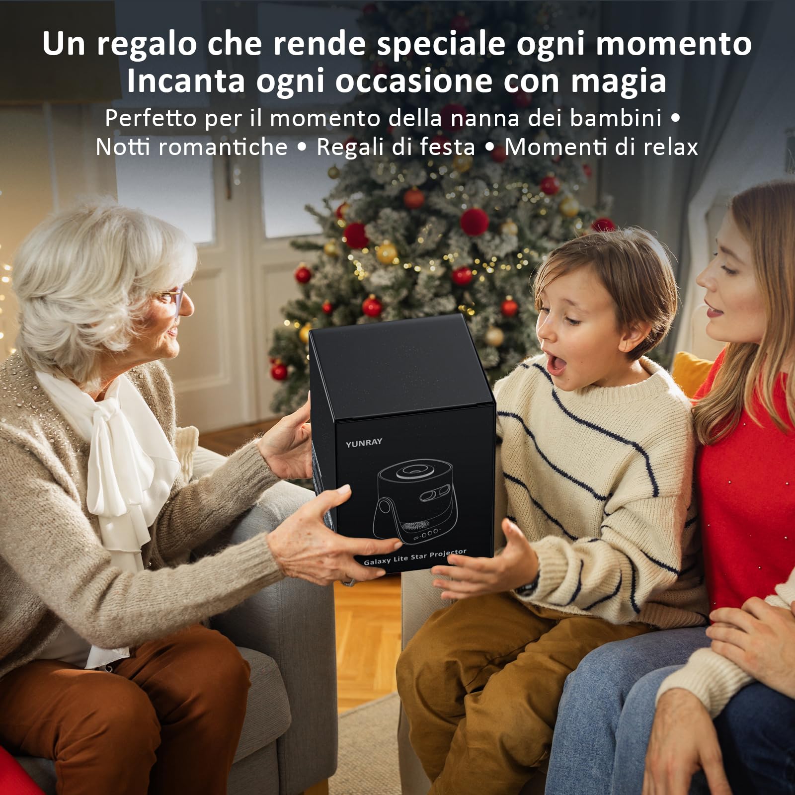 YUNRAY Proiettore Stelle Soffitto, Galaxy Projector Planetario Bambini Adulti, Proiettore Stelle con 2 Dischi & Timer, Proiettore Cielo Stellato per Camera Regalo Compleanno Natale