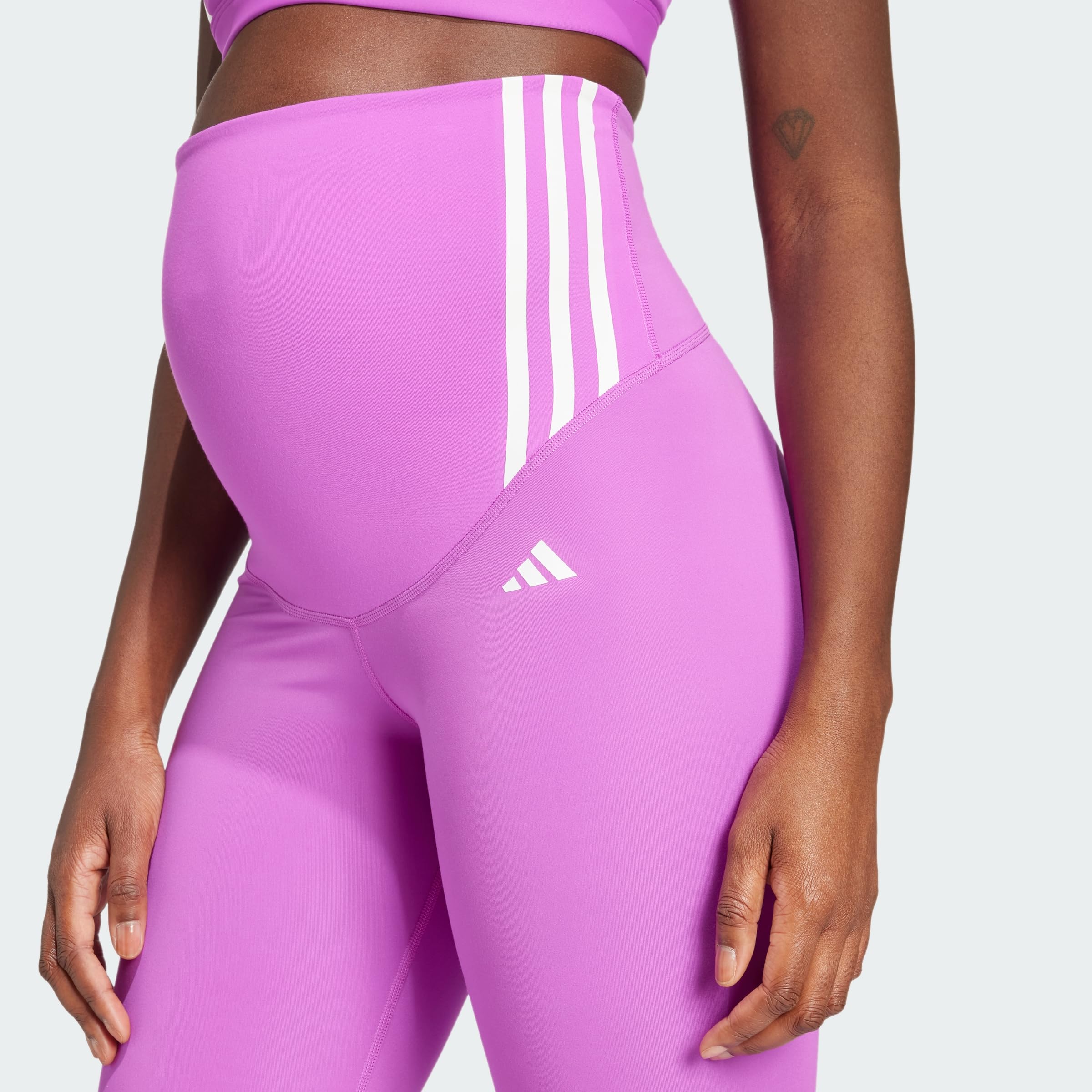adidas Women Optime Essentials Full-Length Leggings (Maternity) Recycled Polyester Purple XS