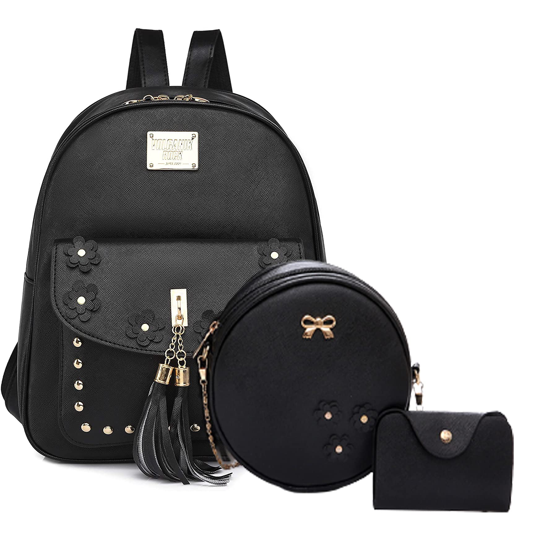 floki Fashion Girls 3-PCS Fashion Cute Mini Leather Backpack sling & pouch set for Women-picture-21