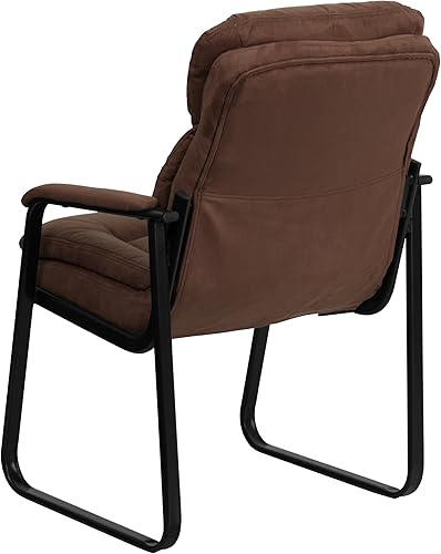 Miniatura 7 de EMMA + OLIVER - Silla lateral de microfibra marrón con soporte lumbar y base de trineo