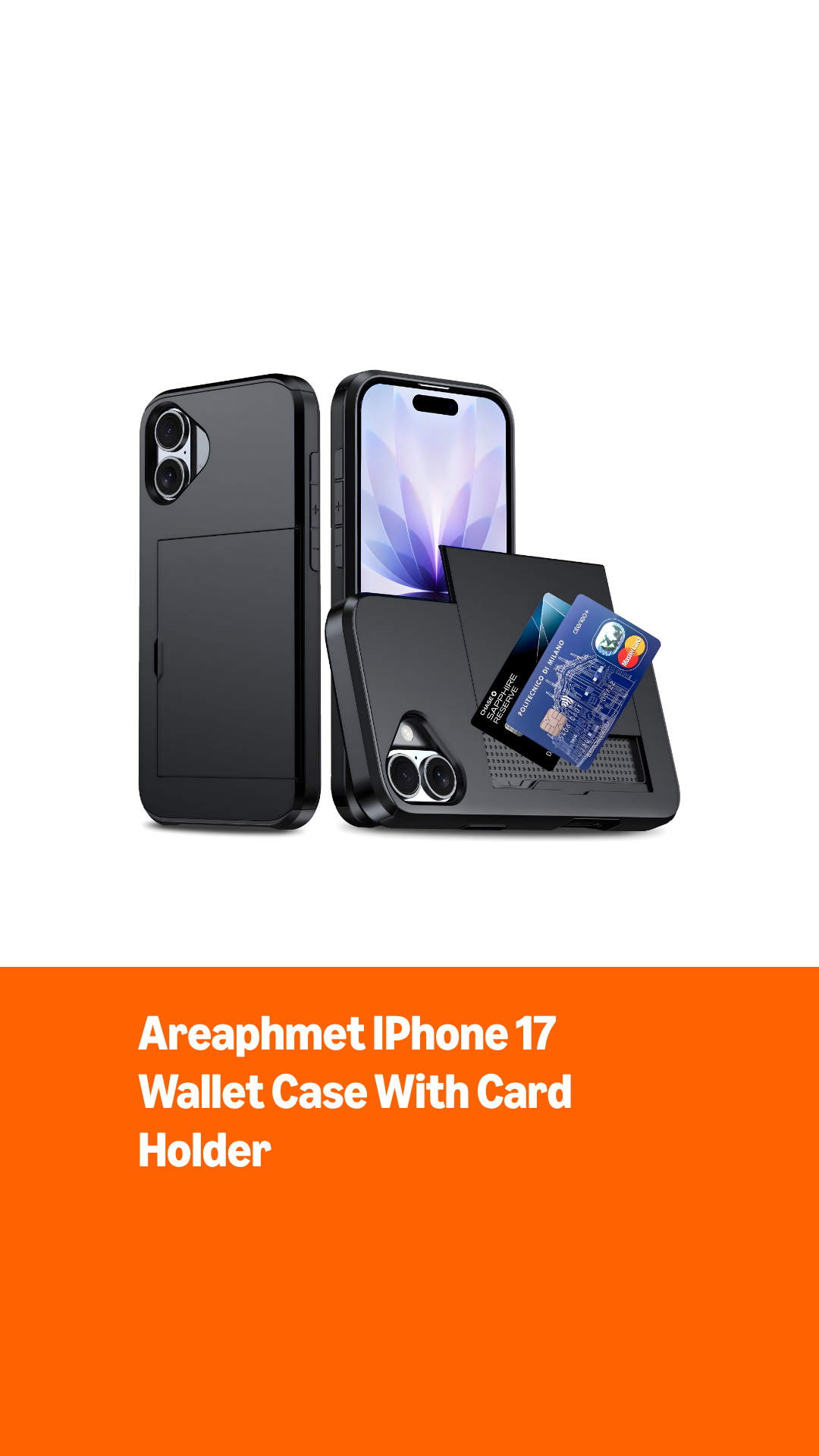 for iPhone 17 Case with Credit Card Holder [Stores 2 Cards