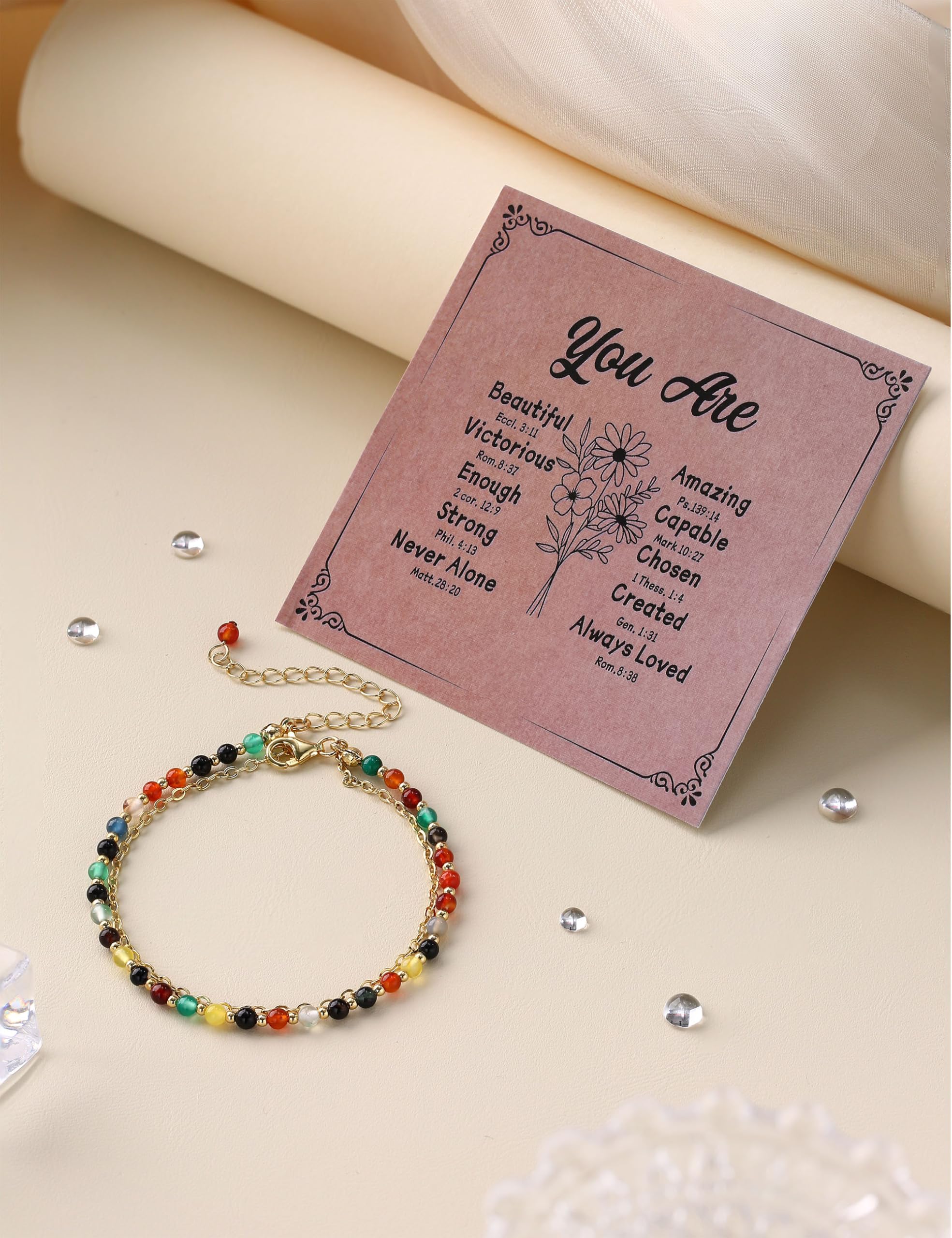 YCTTKDD Pulseras de cuentas para mujeres y niñas, pulsera con cierre de plata de ley 925, cuentas de piedra natural, pulsera de cristal, pulseras bohemias chapadas en oro ajustables, regalo de joyería