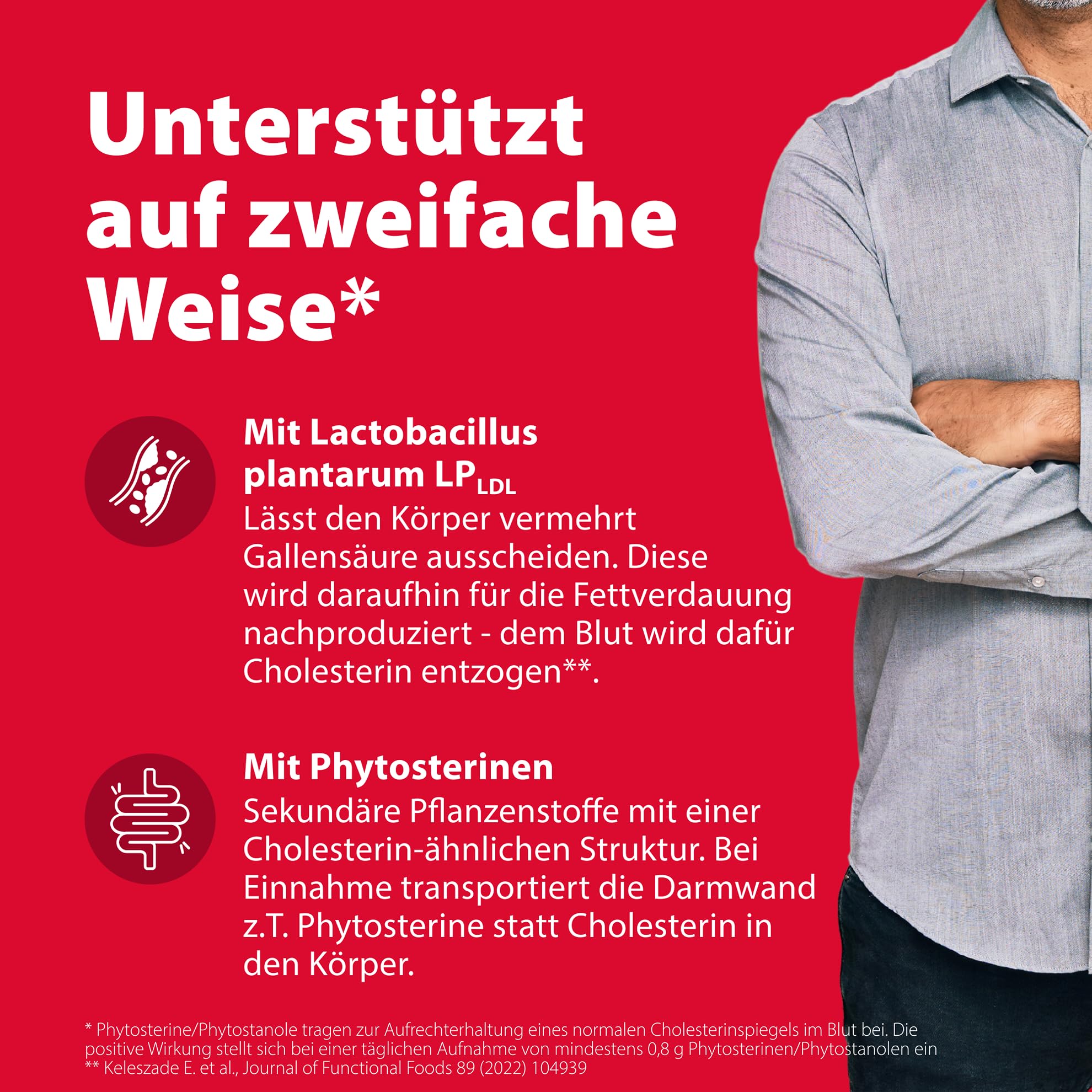 SymbioLife Cholesterin Control*, 80 Tabletten: Nahrungsergänzungsmittel mit Lactobacillus Plantarum und Phytosterinen, Aufrechterhaltung eines normalen Cholesterinspiegels, Vegan