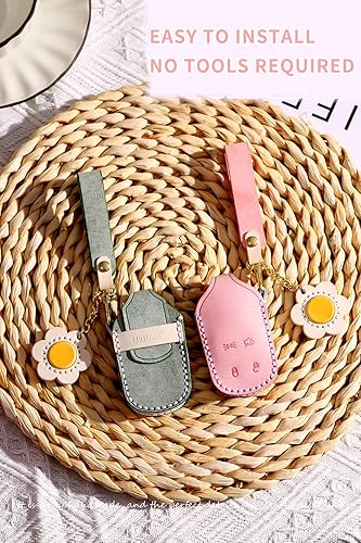 Miniatura 4 de ontto Funda para llavero Maserati de cuero encerado, protección completa para Ghibli Levante Quattroporte, rosa, 4 botones