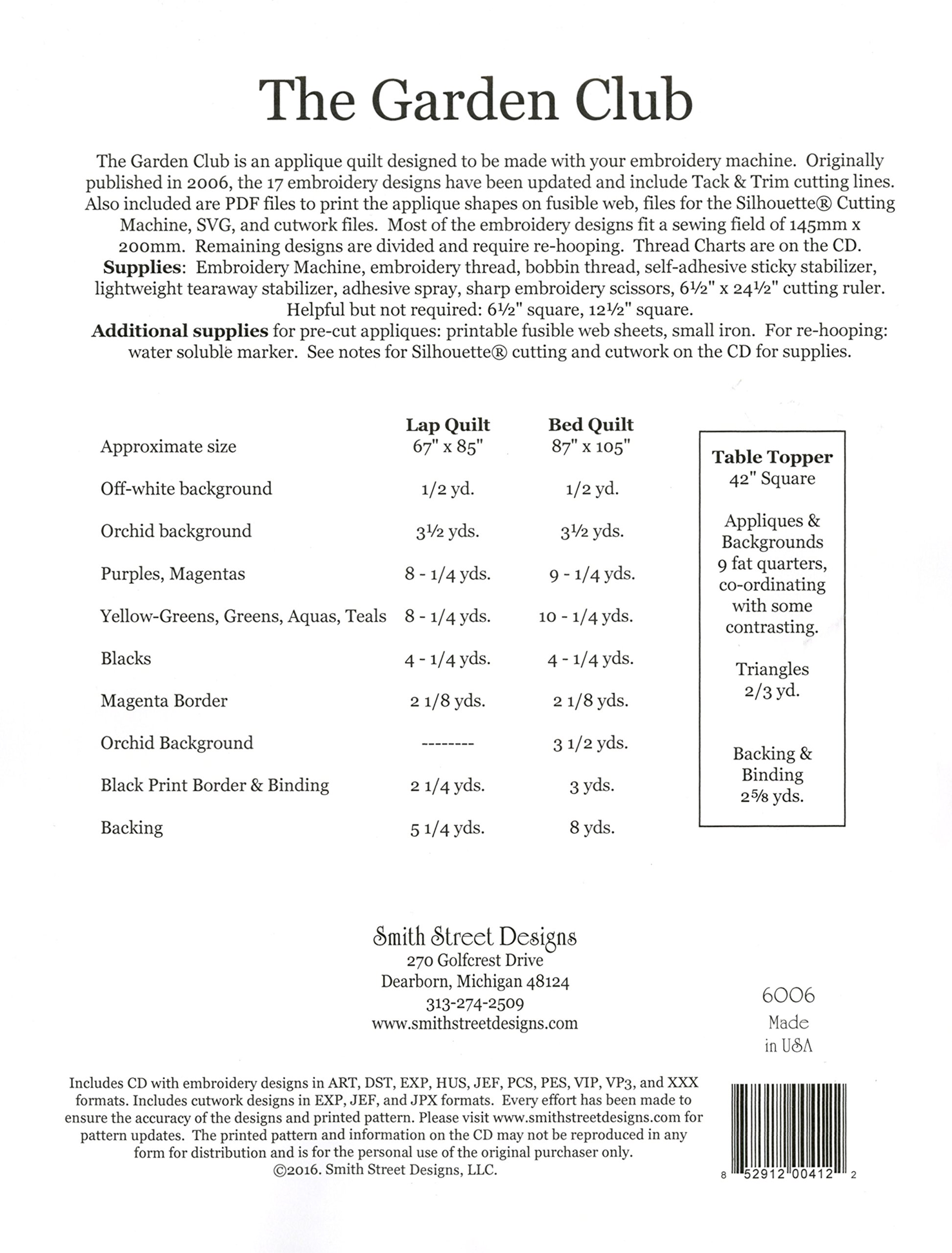 The Garden Club Redux Applique Quilt Machine Embroidery CD by Smith Street Designs