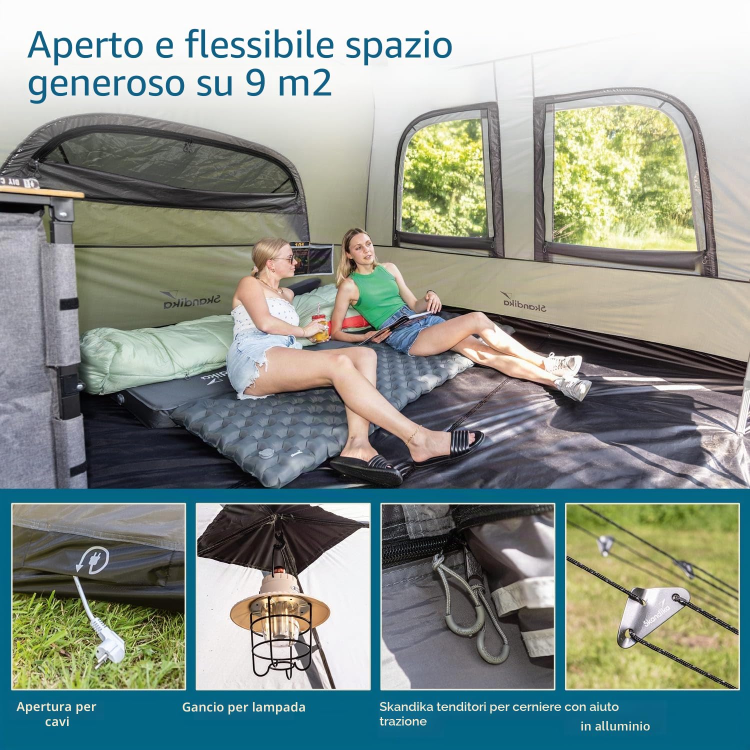 Skandika Tenda da Campeggio Hognes 4 Protect Quick-Start | per 4 persone, montaggio semplice, impermeabile, UPF 50+, zanzariera