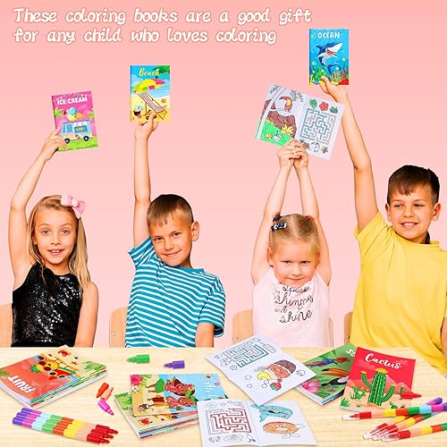 Miniatura 6 de BenLouis 24 piezas de libros para colorear mini de verano para niños, pequeños libros de actividades de fiesta de piscina y playa, suministros de