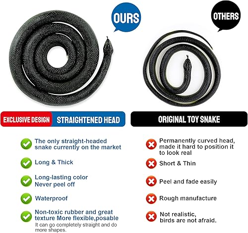 Miniatura 6 de Wirrabilla - Serpiente falsa realista mejorada, gruesa de 1 pulgada, bastante real, protección de jardín, broma, Halloween, cosplay de Medusa,