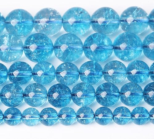 Miniatura 2 de 36 cuentas de cristal azul de 0.394 pulgadas (0.394 in), gemas de cuarzo con energía curativa, para hacer joyas de piedra natural, para bricolaje