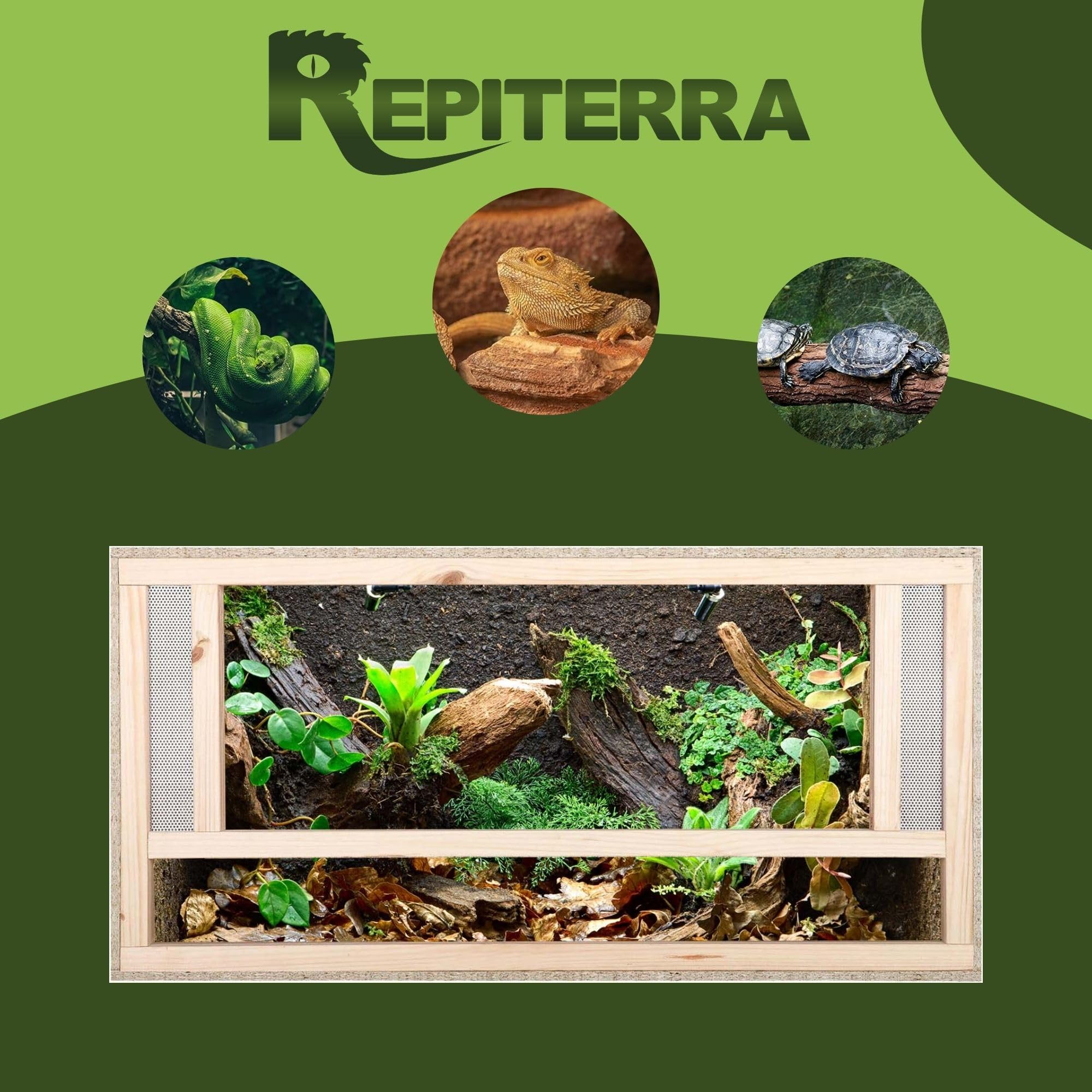 REPITERRA Terrarium Reptiles & Batraciens En Bois OSB, Facile à Monter avec Aération sur la Face Avant - 80x40x40cm