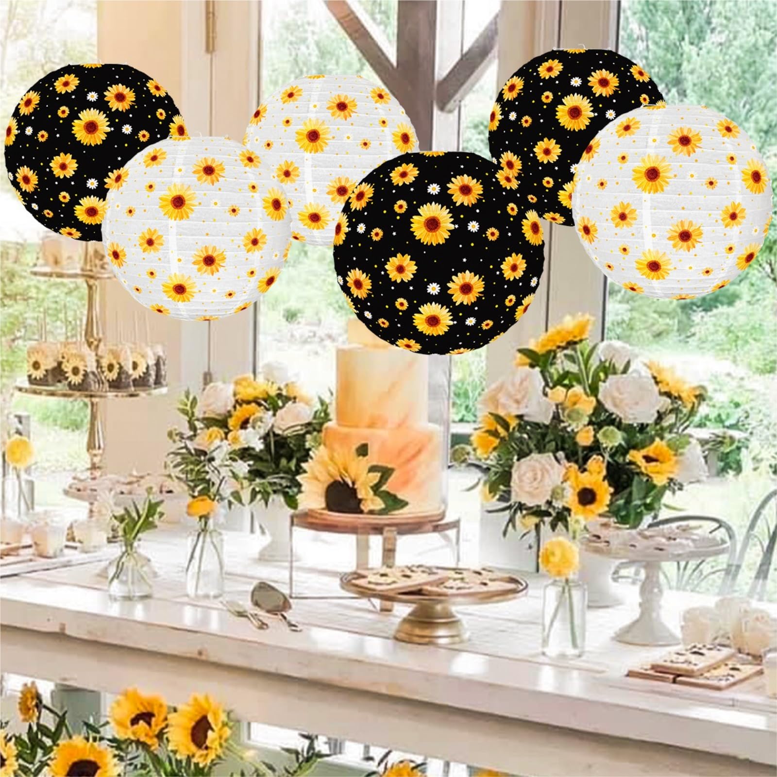 Linterna de Papel farolillo 6 Farolillos De Papel con Forma Girasol For Fiestas Temáticas, Decoración Colgante Decoraciones de Año Nuevo