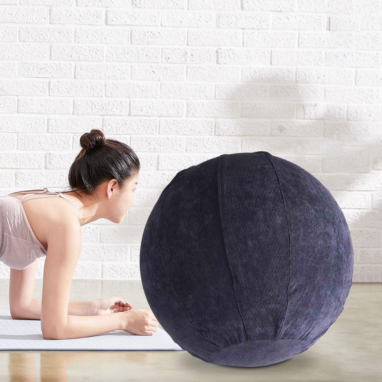 F Fityle Couverture de Balle de Yoga Pilates, Housse de balles assises avec poignées de Transport, Housse de Balle d'équilibre Pliable, Protection de Chaise de, Gris foncé 65cm