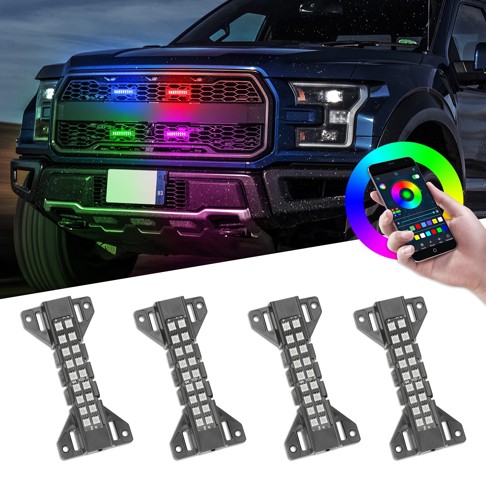 Buy Nirider LED Grille Lights Kit RGB Raptor Lights Strobe Lights Rock