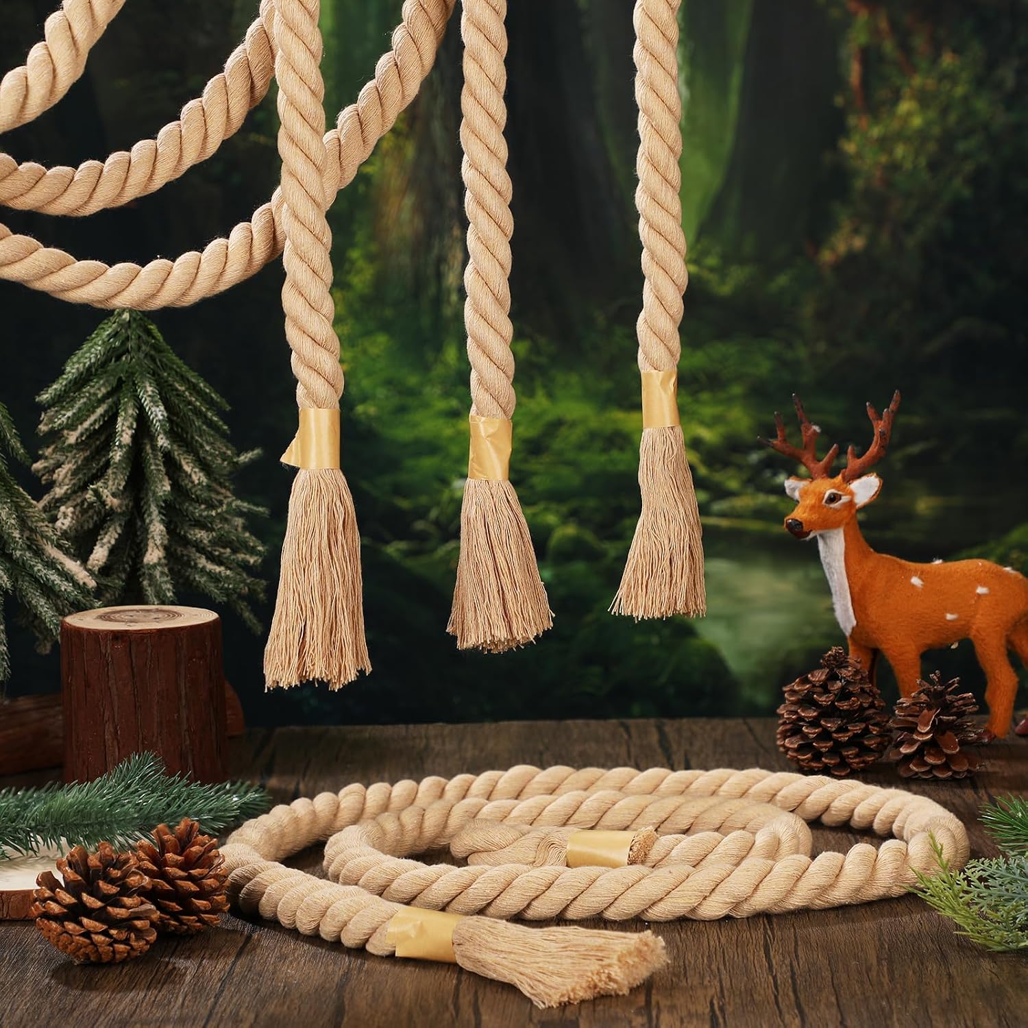 4 Pack Hemps Rope for Deer Hunting 30 Inch Mock Scent Rope Scrape System Rigid Deer Hangs Anywhere Accessories for Hunter Gifts