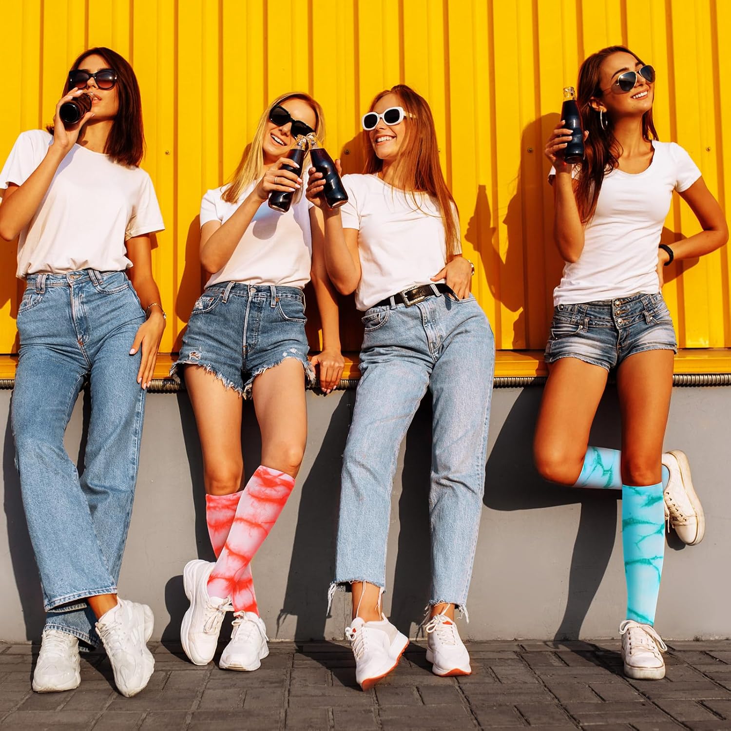 Ramede 8 Pairs Sports Tie Dye Tube Socks Gradient Color Unisex over the Calf Team Performance Socks for Youth and Adult (Bright Colors,Tie Dye) - Image 4