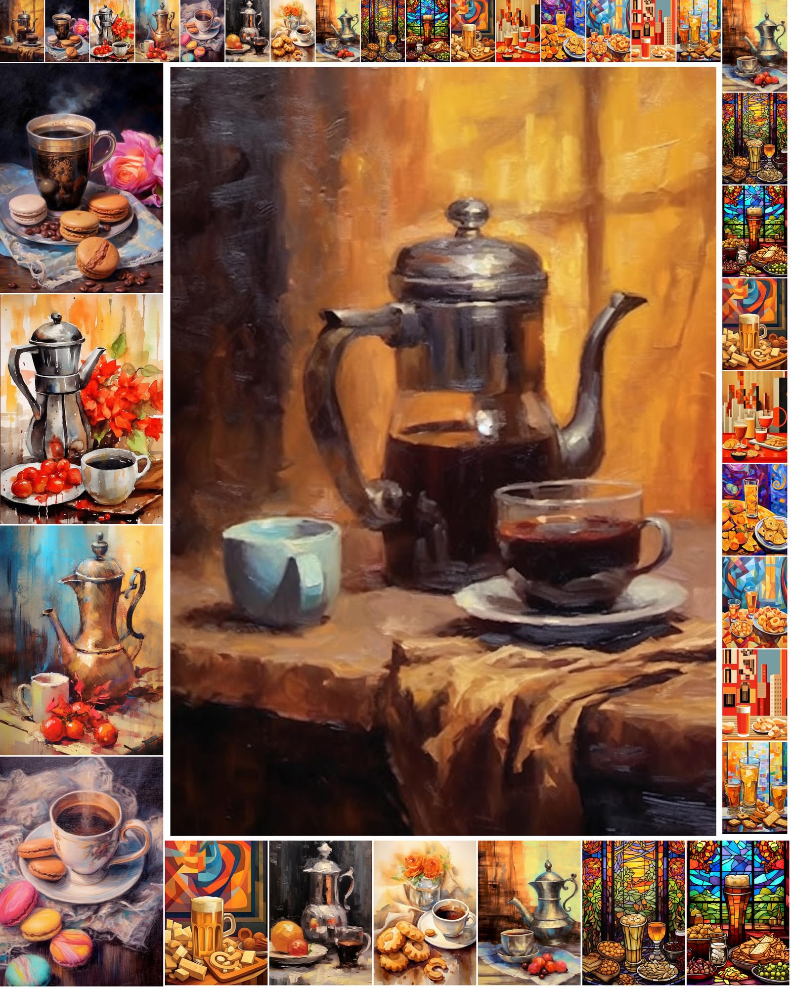 Papier de découpage illustrations boissons chaudes styles variés 35 f
