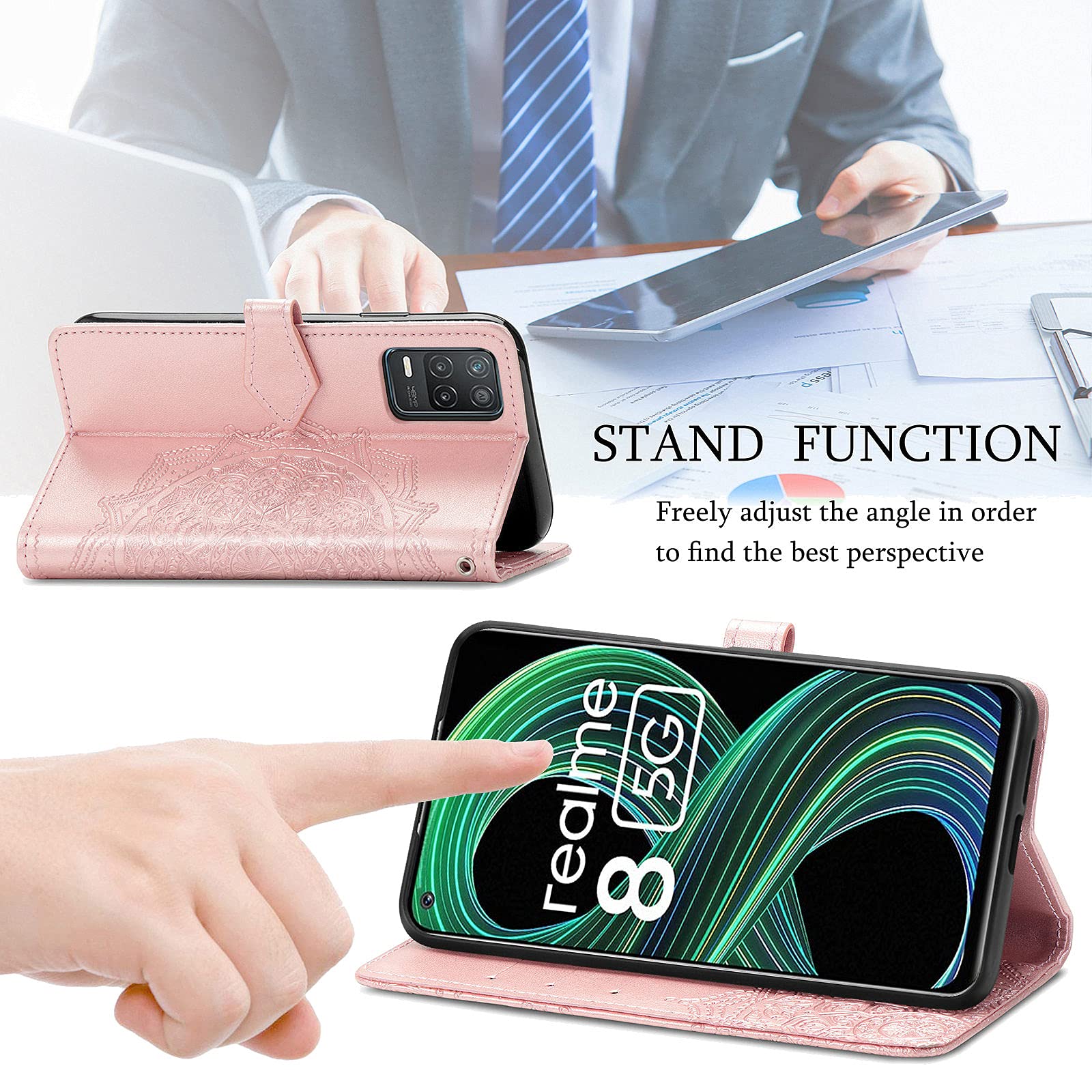 Cover A Libro In Pelle Per Realme 8 5G / Narzo 30 5G - Portafoglio Flip