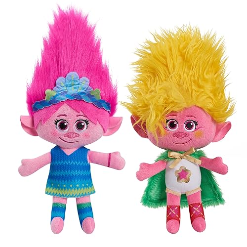 DREAMWORKS TROLLS Band Together 8-inch Small Plush Poppy and Viva 2-Piece Set, Stuffed Animals, Holiday Stocking Stuffers, Gifts, Presents, Kids Toys for Ages 3 Up by Just Play