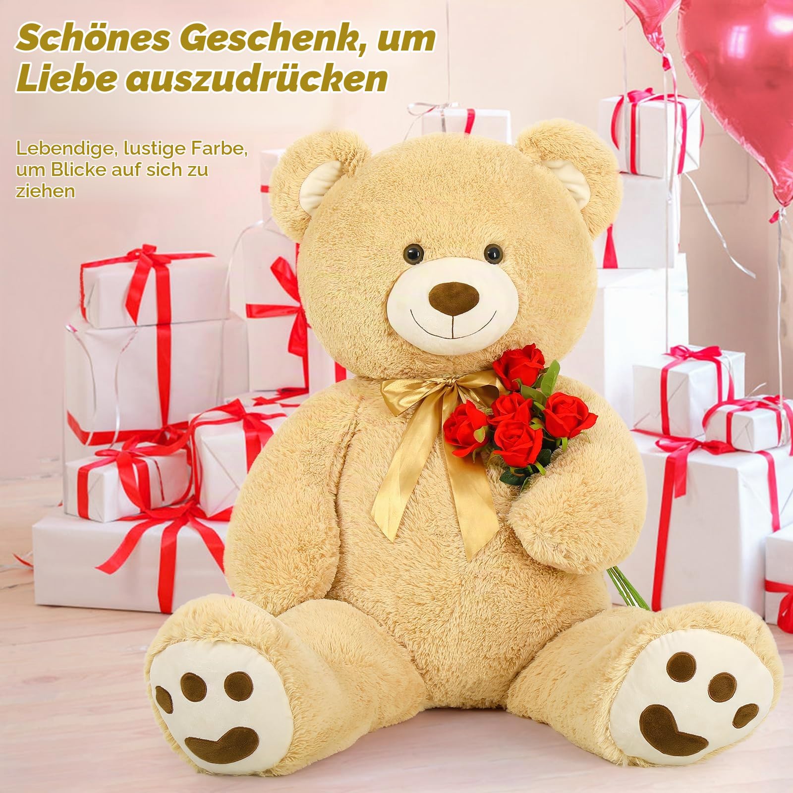 MorisMos 120cm Riesen Teddys, Süß Teddybär groß XXL,weich Kuscheltier XXL, Geschenk für Mädchen Freundin Frauen Mutter Kinder