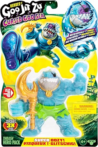 Miniatura 2 de Heroes of Goo Jit Zu Mar de Goo Maldito  Super Oozy, Goo relleno de juguete Thrash Figura de acción Paquete de héroe  con cara que cambia de color